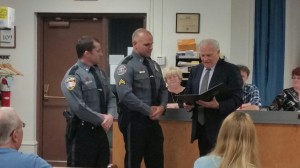 Senator Mensch recognized Officer James McVeigh and Corporal Joseph Adam, Jr., of Upper Perk Police District, for their life saving actions.